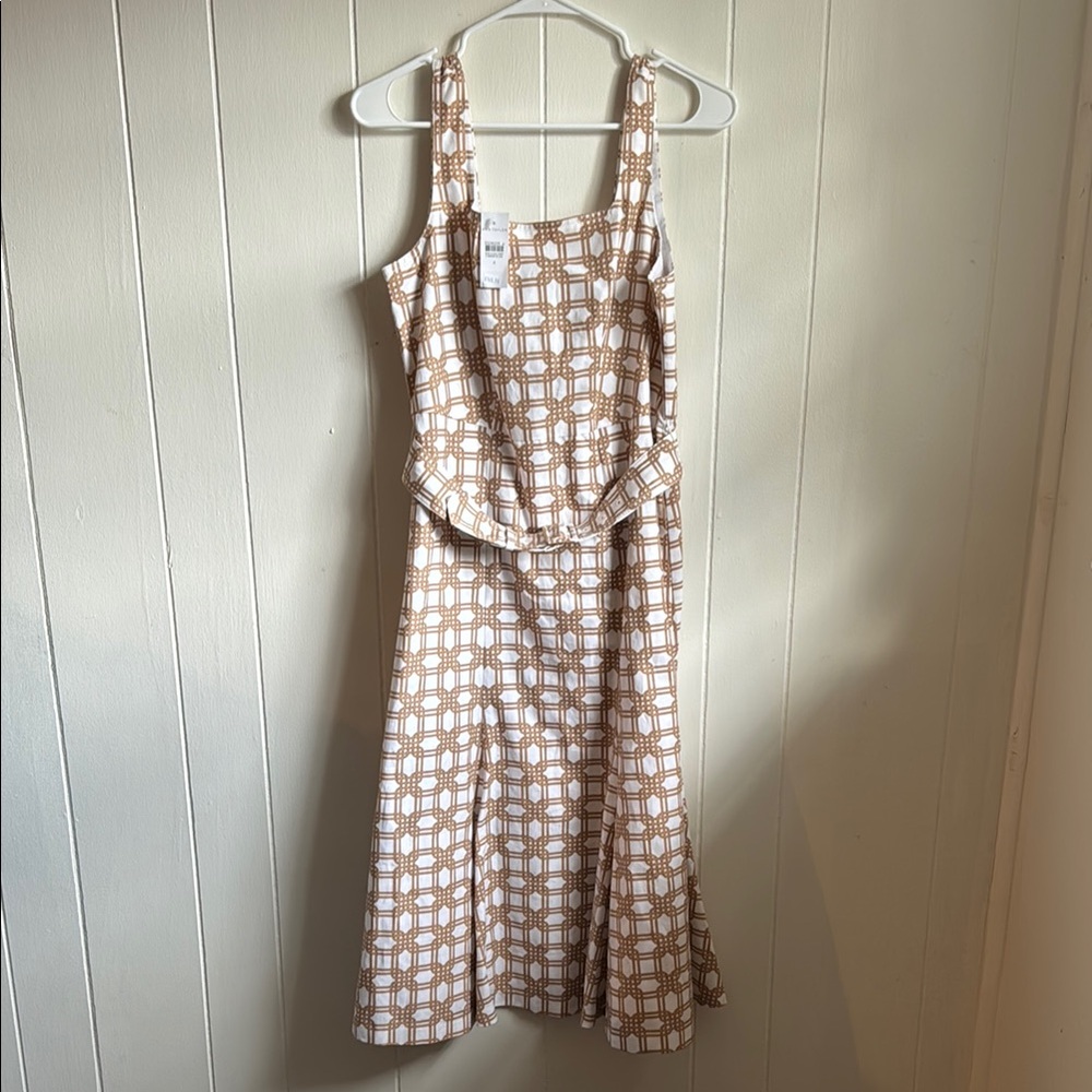 NWT Ann Taylor Rattan Print Belted Flare Dress